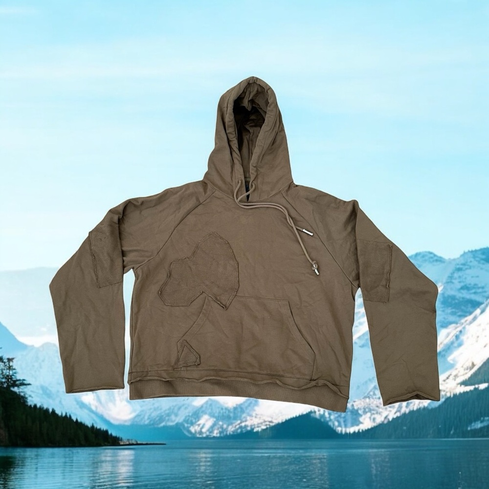 Valabasas Women’s Brown Pullover Patch Work Hoodie With Pockets Size S